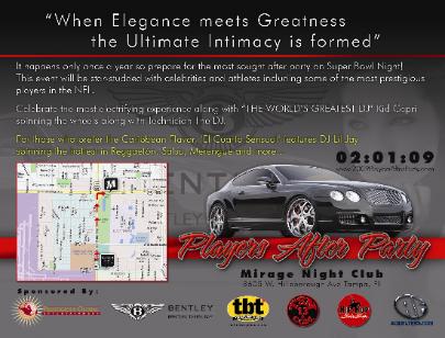 BENTLEY PLAYERS SUPERBOWL PARTY TICKETS