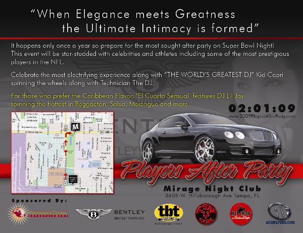 BENTLEY PLAYERS SUPERBOWL PARTY TICKETS