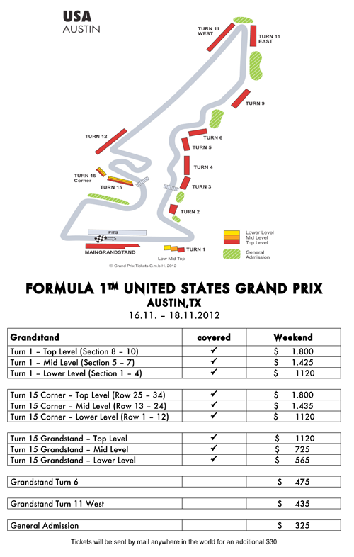 Tickets for Formula One in Austin.