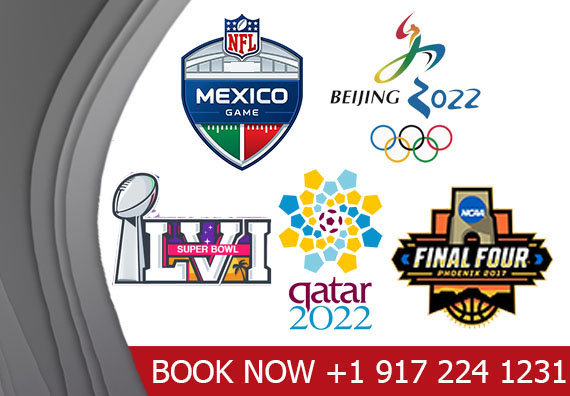 Book Worldwide Sports events like, UEFA Champions league Final, Super Bowl, North America 2026 Fifa World Cup Hotels, Paris 2024 Summer & Winter Games Hotels & event packages